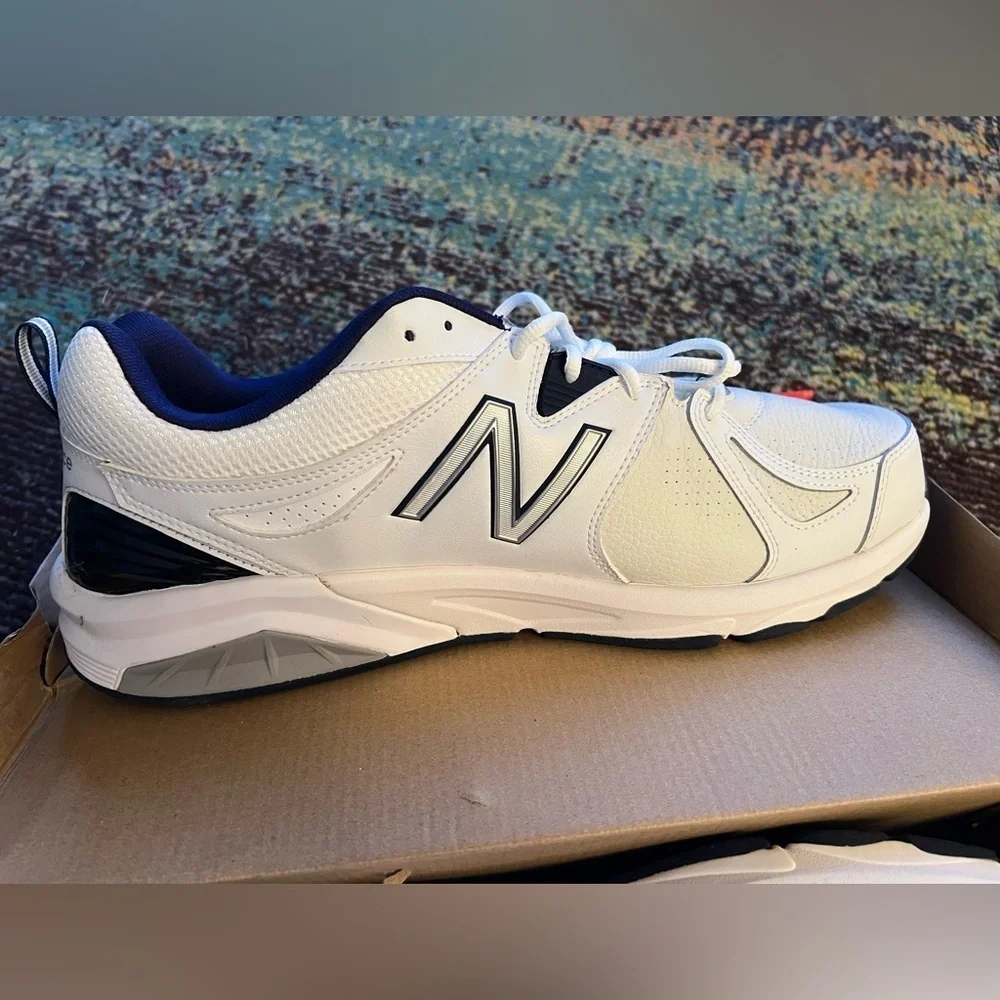 New Balance White and Navy Sneakers